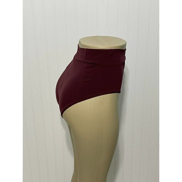 Vitamin A Womens Elena High Waisted Bikini Bottom Bathing Suit Swim Burgundy 14 - Picture 6 of 12
